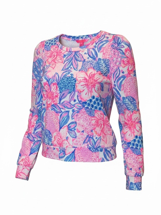 Lilly Pulitzer Tops - Lilly Pulitzer Floral Crewneck Long Sleeve Shirt - Pink & Blue - SKU 1198